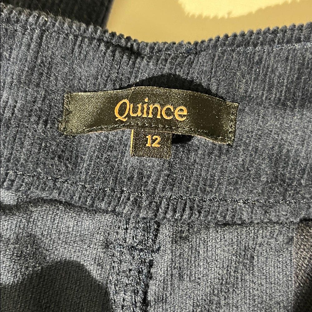 Quince Organic Cotton Stretch Corduroy Cropped Wide Leg Pants Deep Navy sz 12 - Picture 2 of 8
